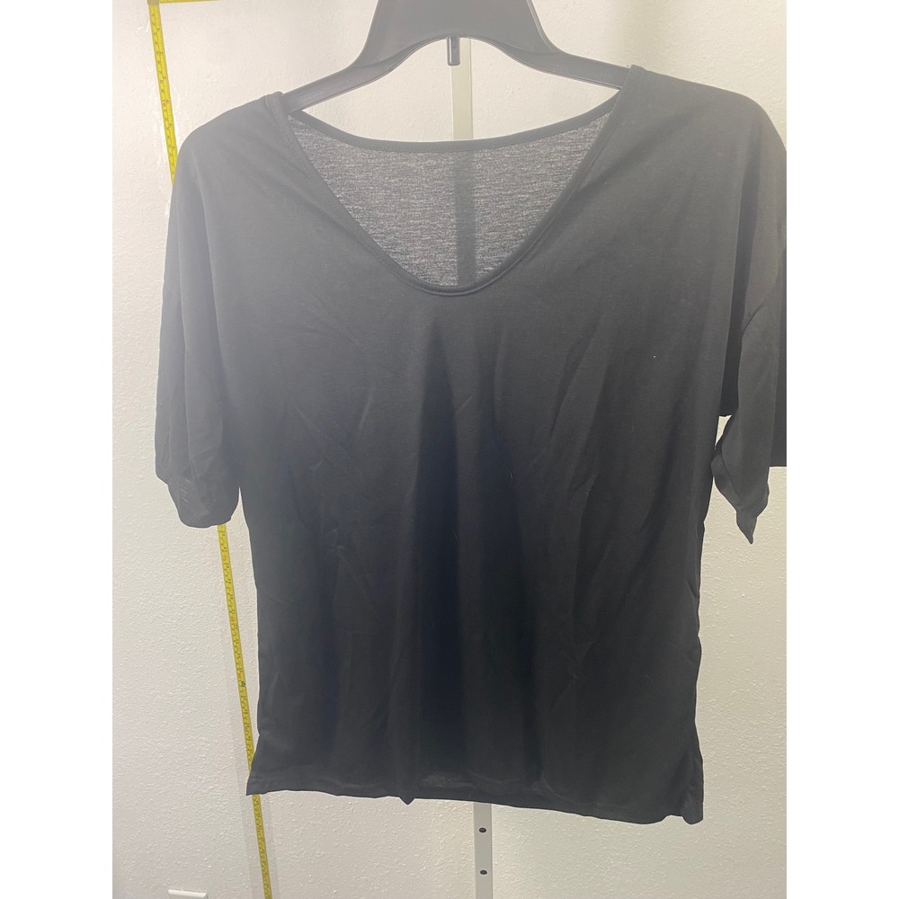 Unbranded Black Short Sleeve Scoop Neck T-Shirt Relaxed Fit Minimalist Top